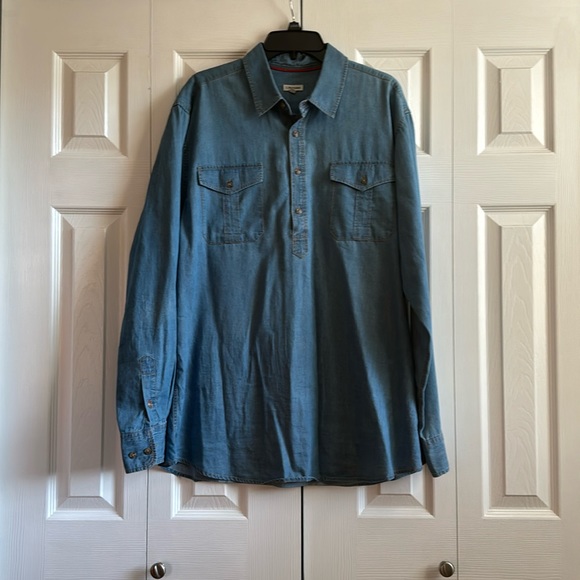 J. Peterman Shirts Jpeterman Chambray Half Button Down Mens Shirt